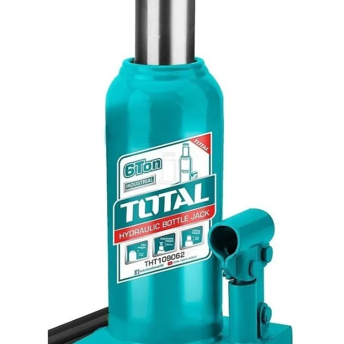 TOTAL TOOLS - Gato hidráulico tipo botella de 6 toneladas de la marca Total Tools.