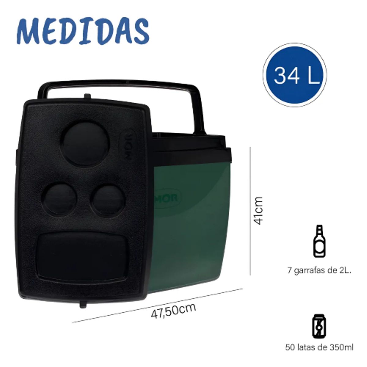 MOR - Cooler Termico Portatil 34 Litros Mor 50 Latas Nevera