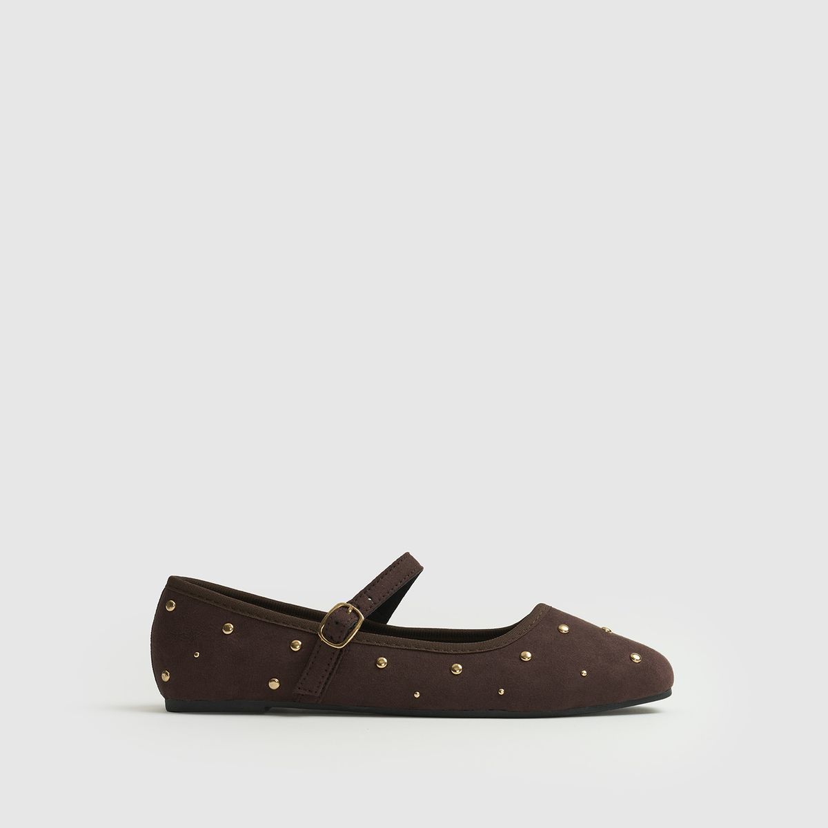 LOUNGE - Zapato Ballerina Suede Café Tachas LOUNGE