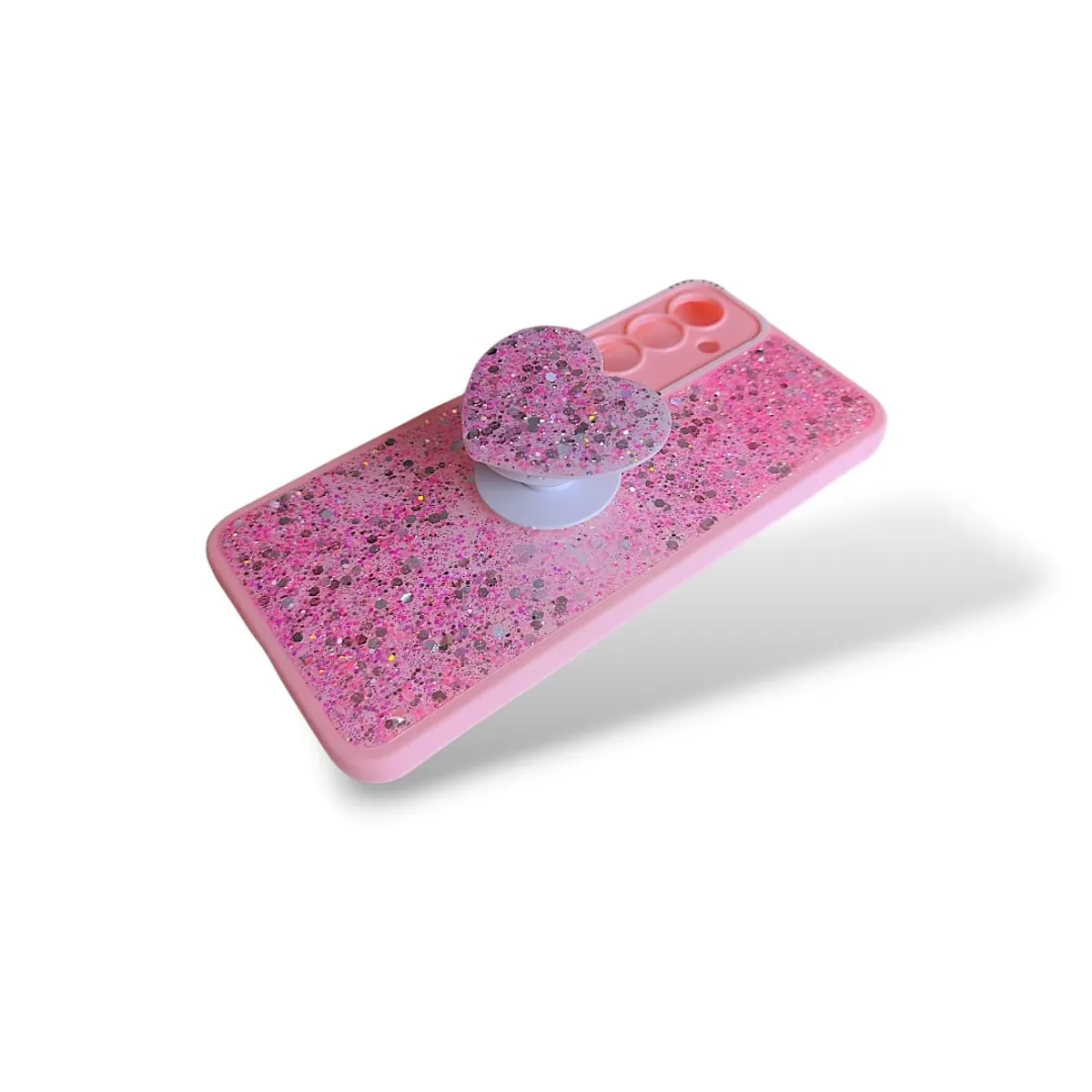 GENERICO - CARCASA PARA SAMSUNG S25 FE GLITTER BRILLO CON POP SOCKET COLOR ROSA