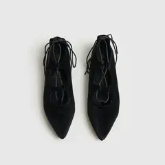 LOUNGE - Zapato Ballerina Mujer Terciopelo Amarras