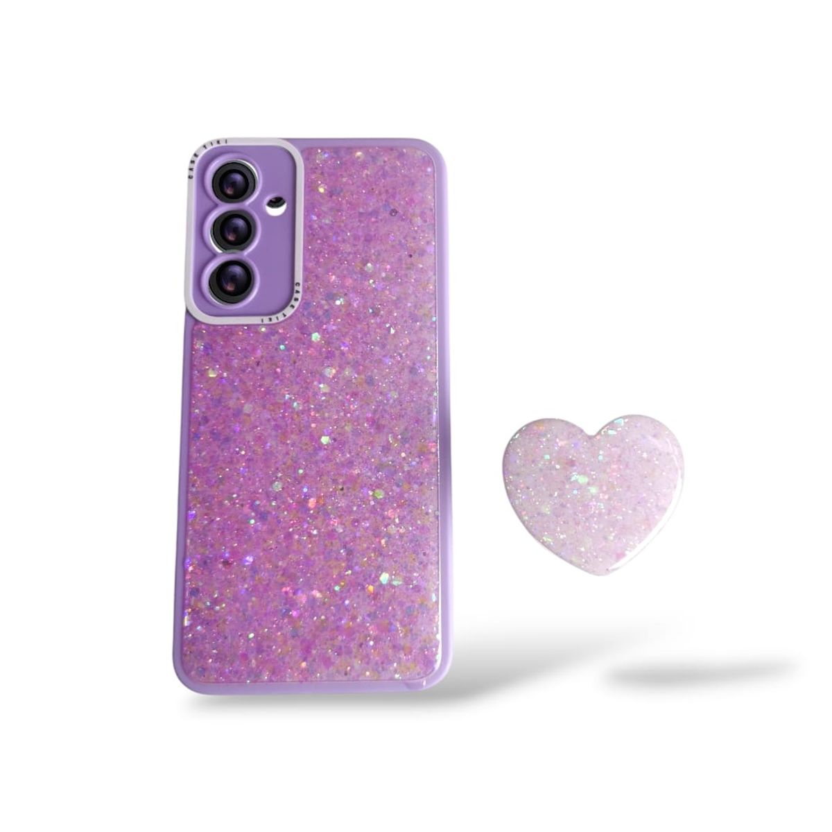 GENERICO - CARCASA PARA SAMSUNG S25 FE GLITTER BRILLO LILA CON POP SOCKET