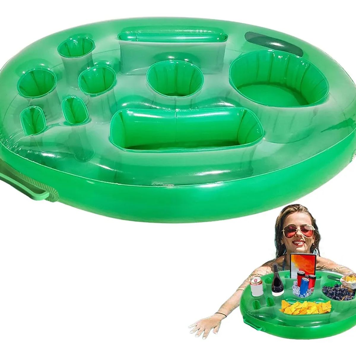 GENERICO - Bandeja Flotante Inflable Para Comida Bebidas Piscina verde