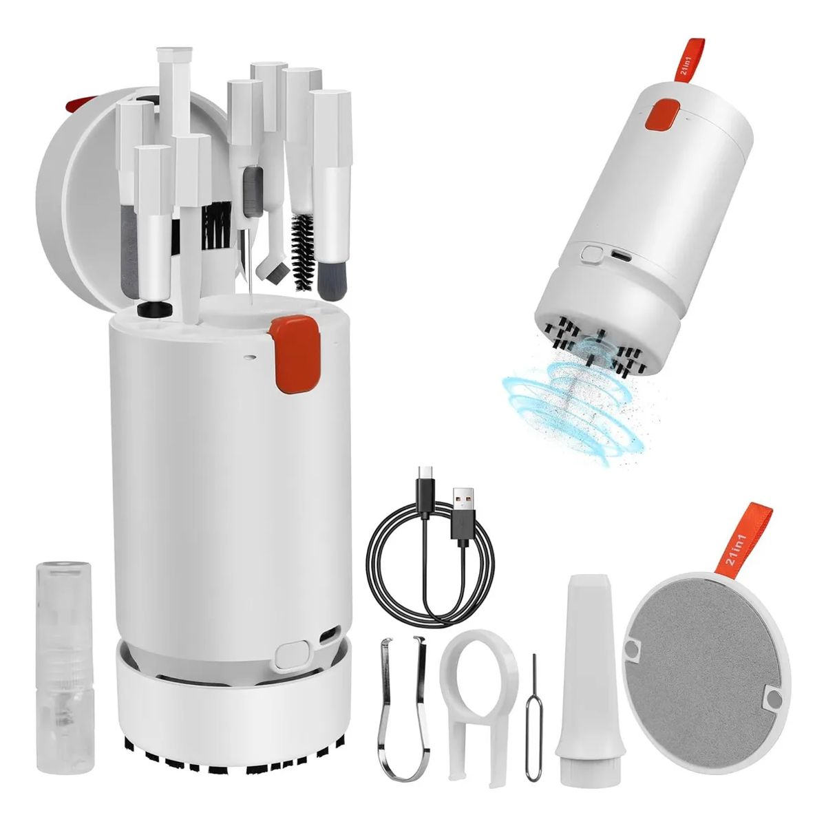 GENERICO - Kit De Limpieza 20 En 1 + Aspirador Eléctrico De Sobremesa