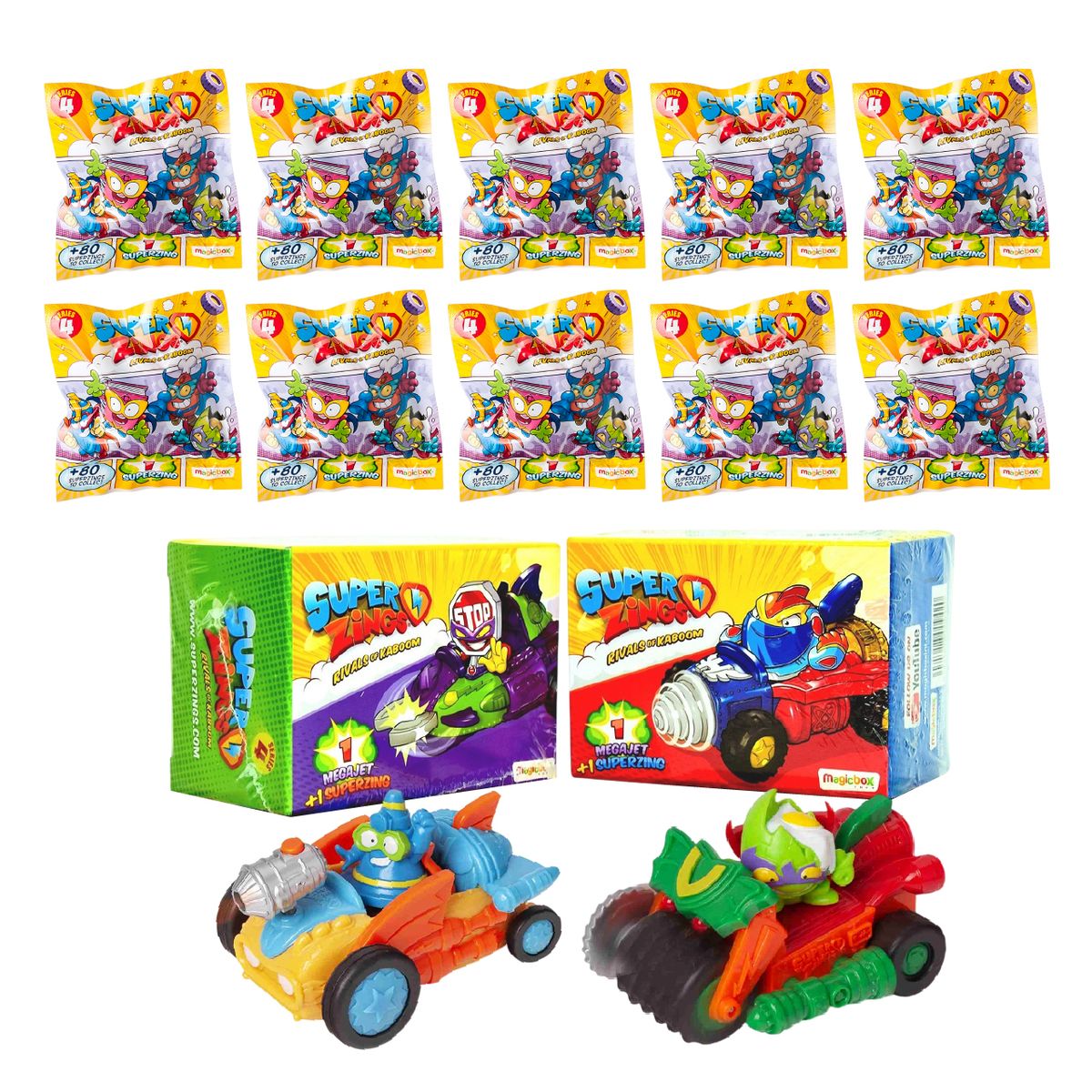 GENERICO - SUPERZINGS PACK 2 MEGAJETS + 10 SOBRES SERIE 4