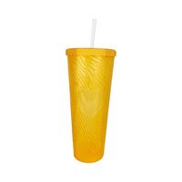 Vaso Grande 1 Litro Con Tapa Bombilla Reutilizable Naranja