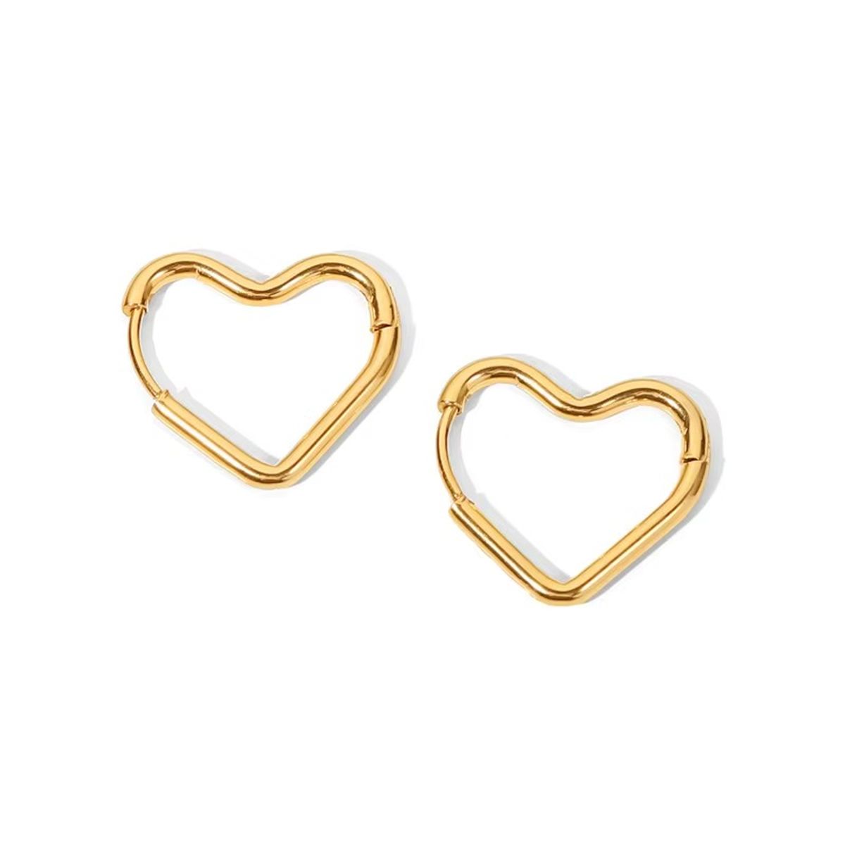 LUXURYJOYAS - Aros Pendientes Argolla Corazones Oro 18kt Bañado