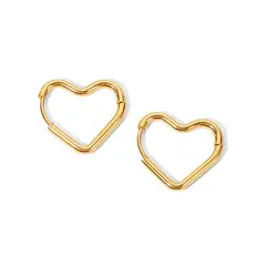 LUXURYJOYAS - Aros Pendientes Argolla Corazones Oro 18kt Bañado