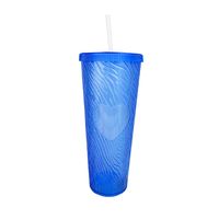 Vaso Grande 1 Litro Con Tapa Bombilla Reutilizable Azul