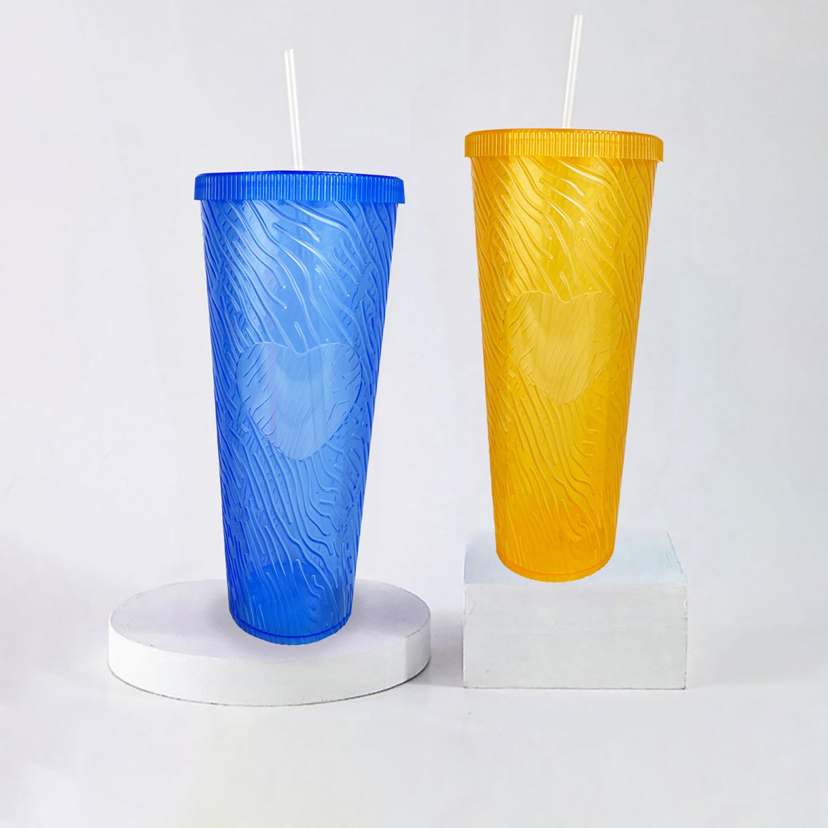 OEM - Vaso Grande 1 Litro Con Tapa Bombilla Reutilizable Azul