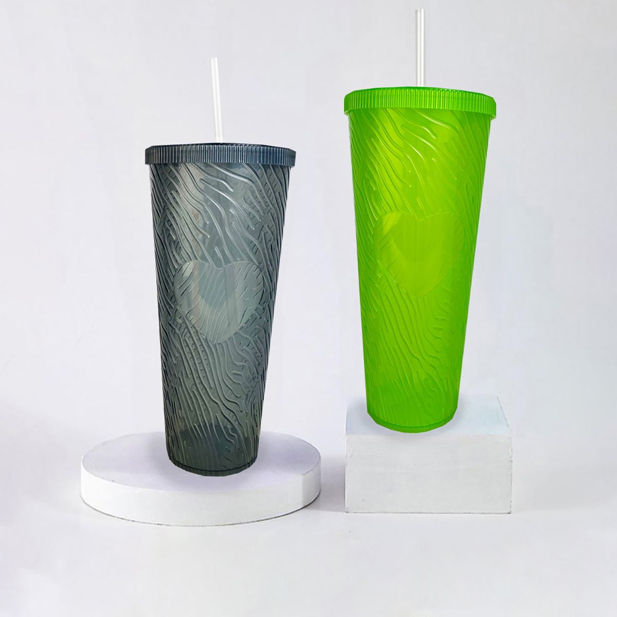 OEM - Vaso Grande 1 Litro Con Tapa Bombilla Reutilizable Negro
