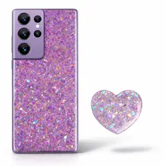 GENERICO - CARCASA PARA SAMSUNG S25 ULTRA GLITTER BRILLO LILA CON POP SOCKET