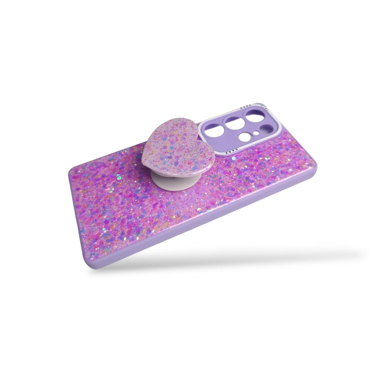 GENERICO - CARCASA PARA SAMSUNG S25 ULTRA GLITTER BRILLO LILA CON POP SOCKET