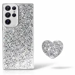 GENERICO - CARCASA PARA SAMSUNG S25 ULTRA GLITTER BRILLO BLANCO CON POP SOCKET
