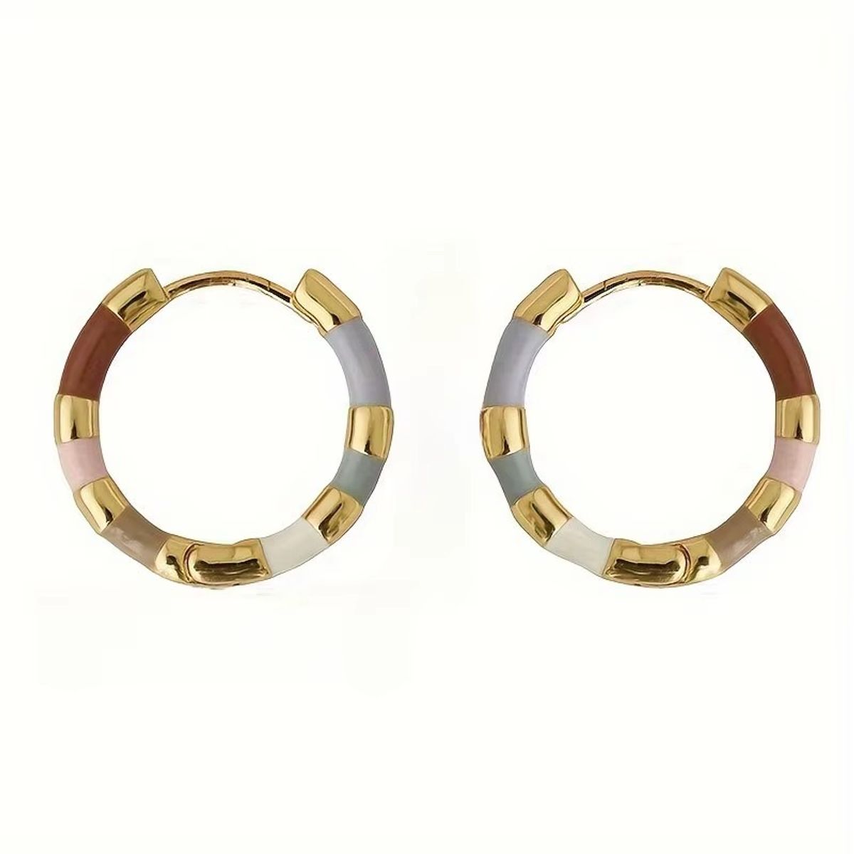 LUXURYJOYAS - Aros Argollas Oro 18kt Bañado Tipo Clic Multicolor