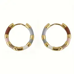 LUXURYJOYAS - Aros Argollas Oro 18kt Bañado Tipo Clic Multicolor