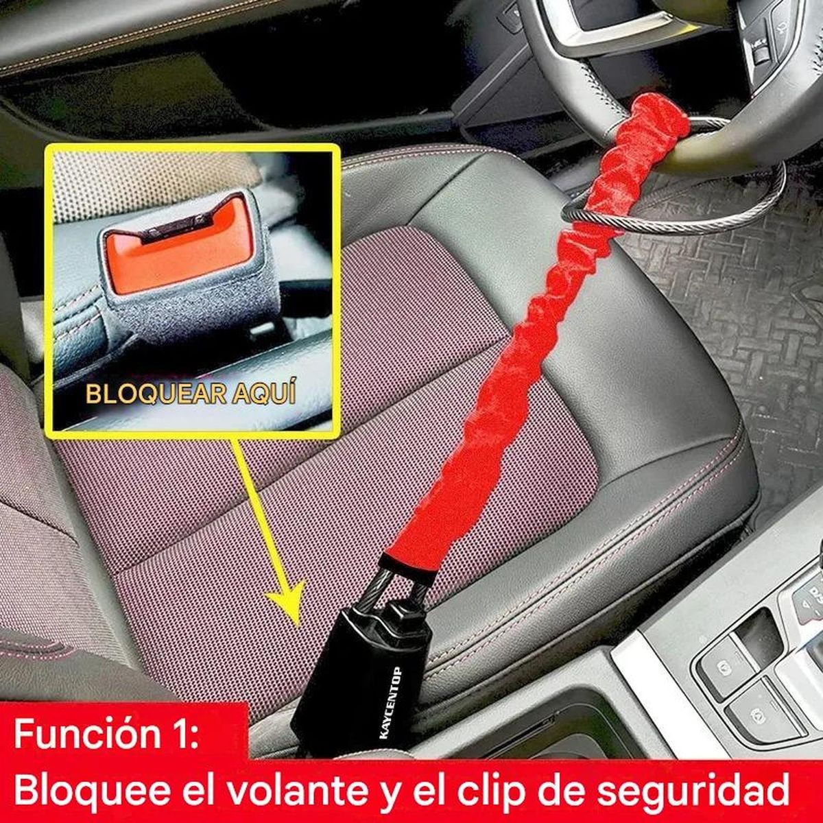 GENERICO - Traba Antirrobo Volante a Cinturón Auto Universal