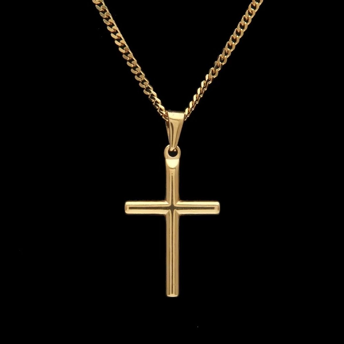 LUXURYJOYAS - Collar Cruz De Oro 18kt Bañado Exclusivo Unisex 60 Cm