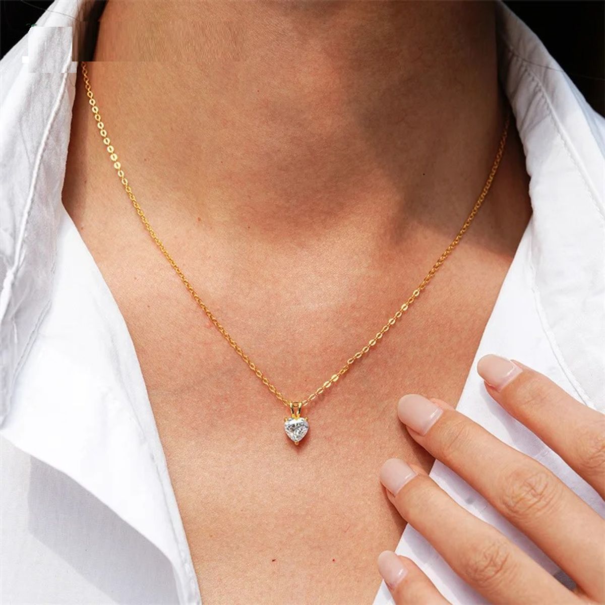 LUXURYJOYAS - Collar Corazón Diamante Moissanita 1ct Oro Sobre Plata Certificado