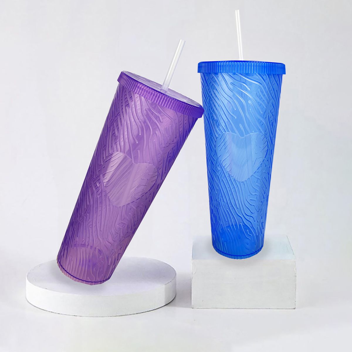 OEM - Vaso Grande 1 Litro Con Tapa Bombilla Reutilizable Morado