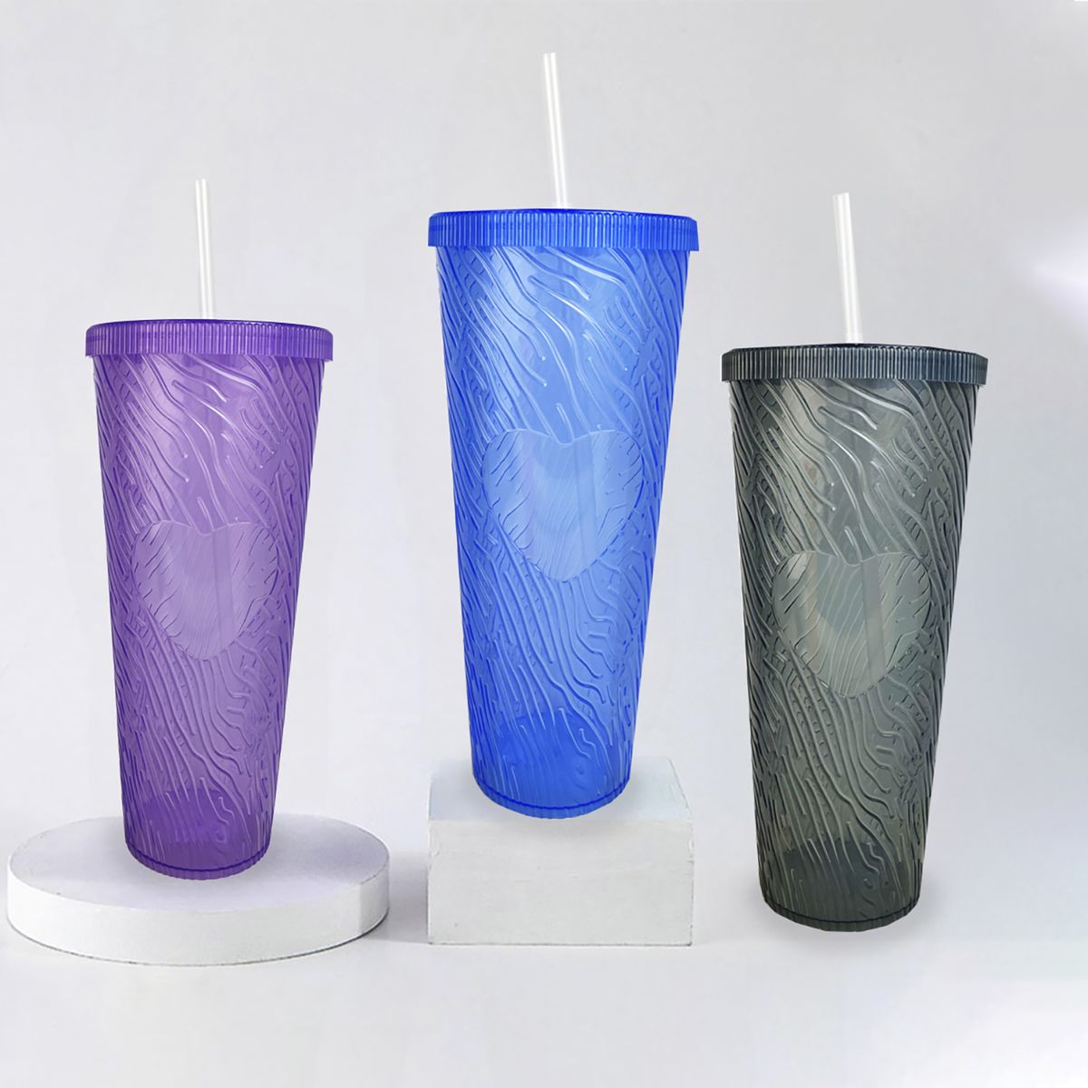 OEM - Vaso Grande 1 Litro Con Tapa Bombilla Reutilizable Morado