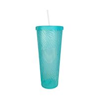 Vaso Grande 1 Litro Con Tapa Bombilla Reutilizable Celeste
