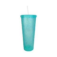 OEM - Vaso Grande 1 Litro Con Tapa Bombilla Reutilizable Celeste