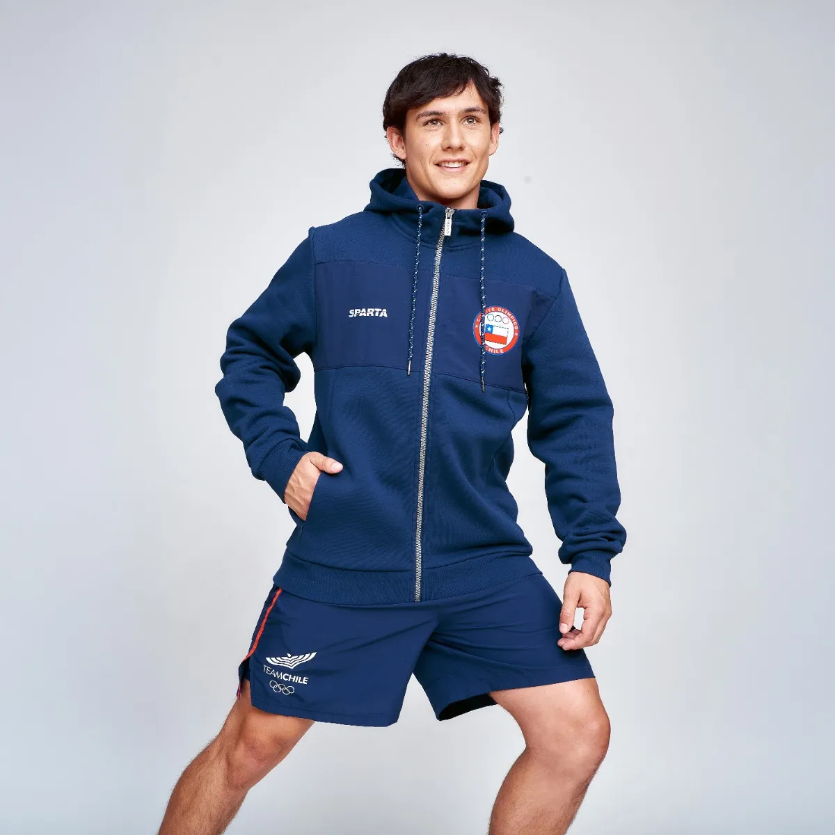 SPARTA - Polerón Entrenamiento Hombre Sparta Team Chile Full Zip Azul