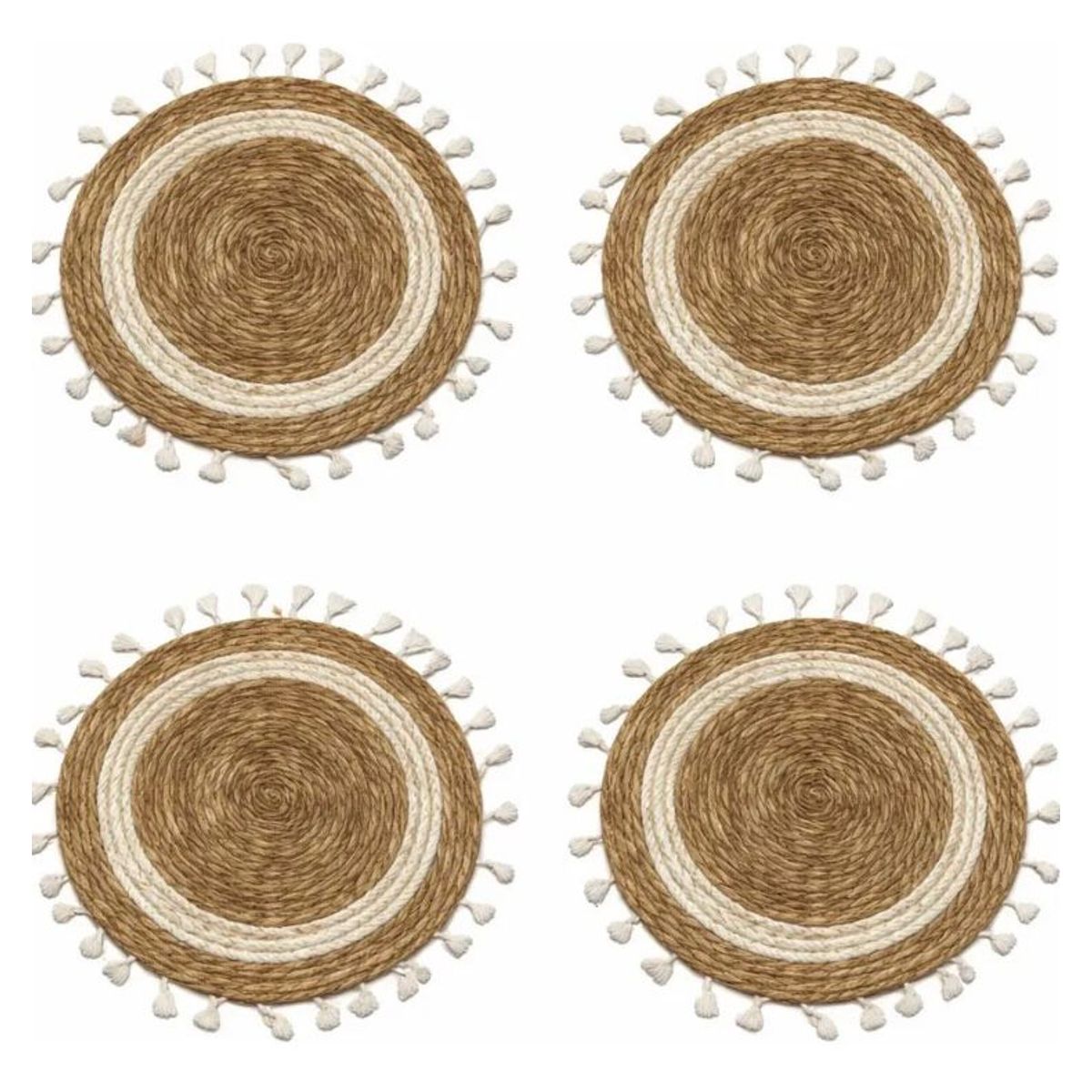 SUI GENERIS - Set 3 Individuales De Fibra Natural Yute Color Beige 30cm