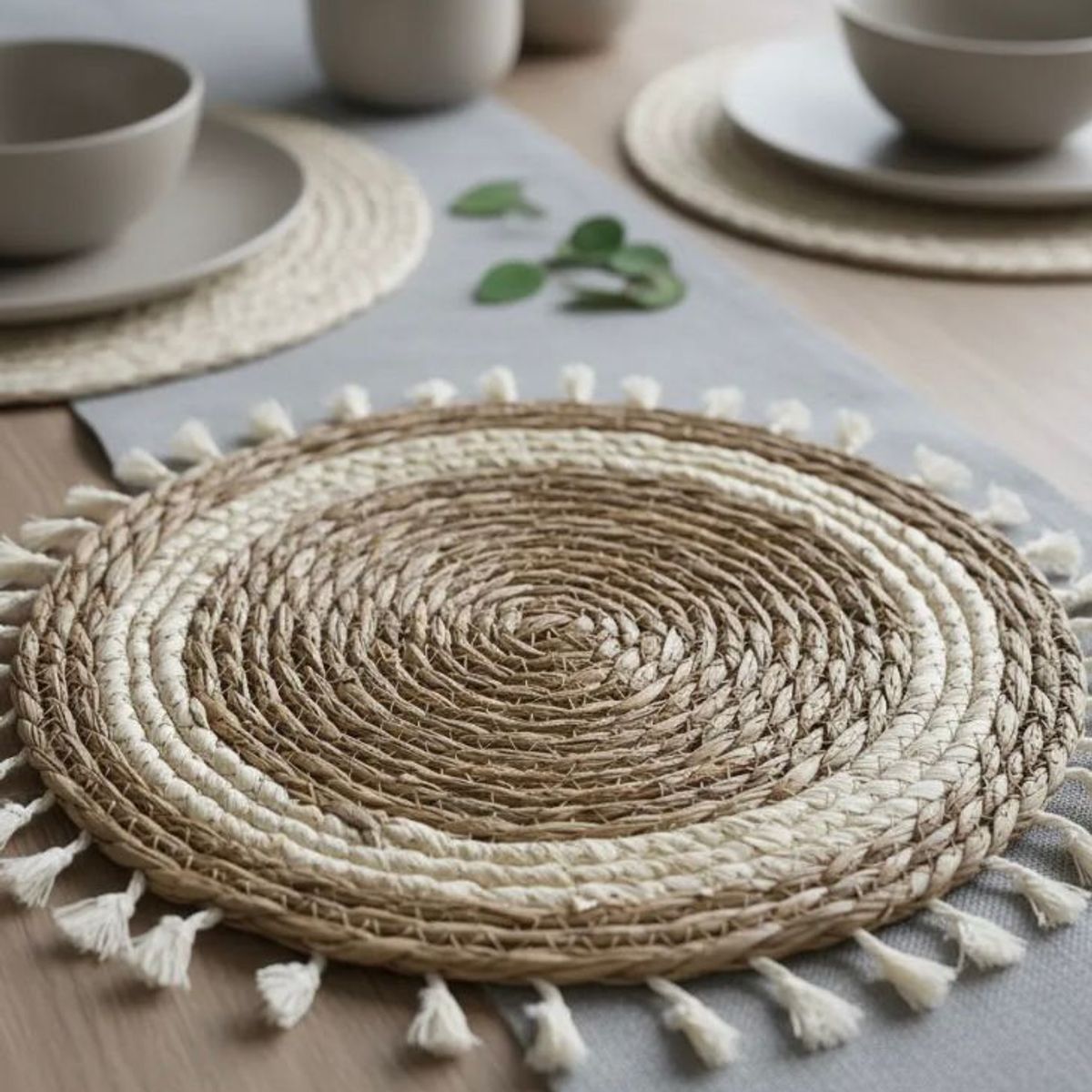 SUI GENERIS - Set 3 Individuales De Fibra Natural Yute Color Beige 30cm