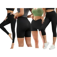 AAYO MODA - Pack 4 Calzas Mujer Tiro Alto Deportivas Cómodas Pack x4