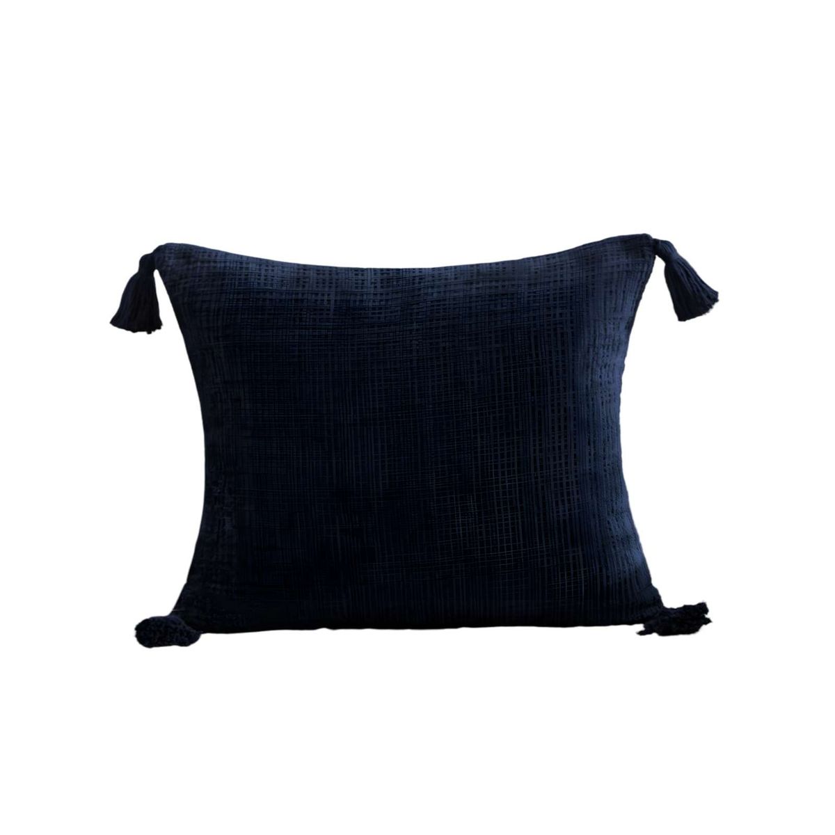 GENERICO - SET DE 2 FUNDAS DE COJIN CHENILLE CON BORLAS 45X45 AZUL OSCURO