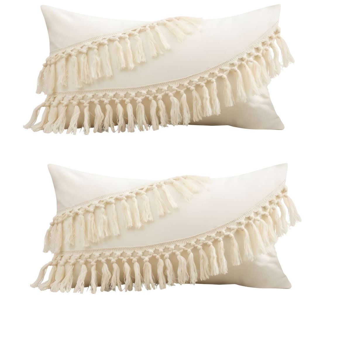 GENERICO - SET DE 2 FUNDAS DE COJIN FLECO LINO 30X50 BEIGE 02