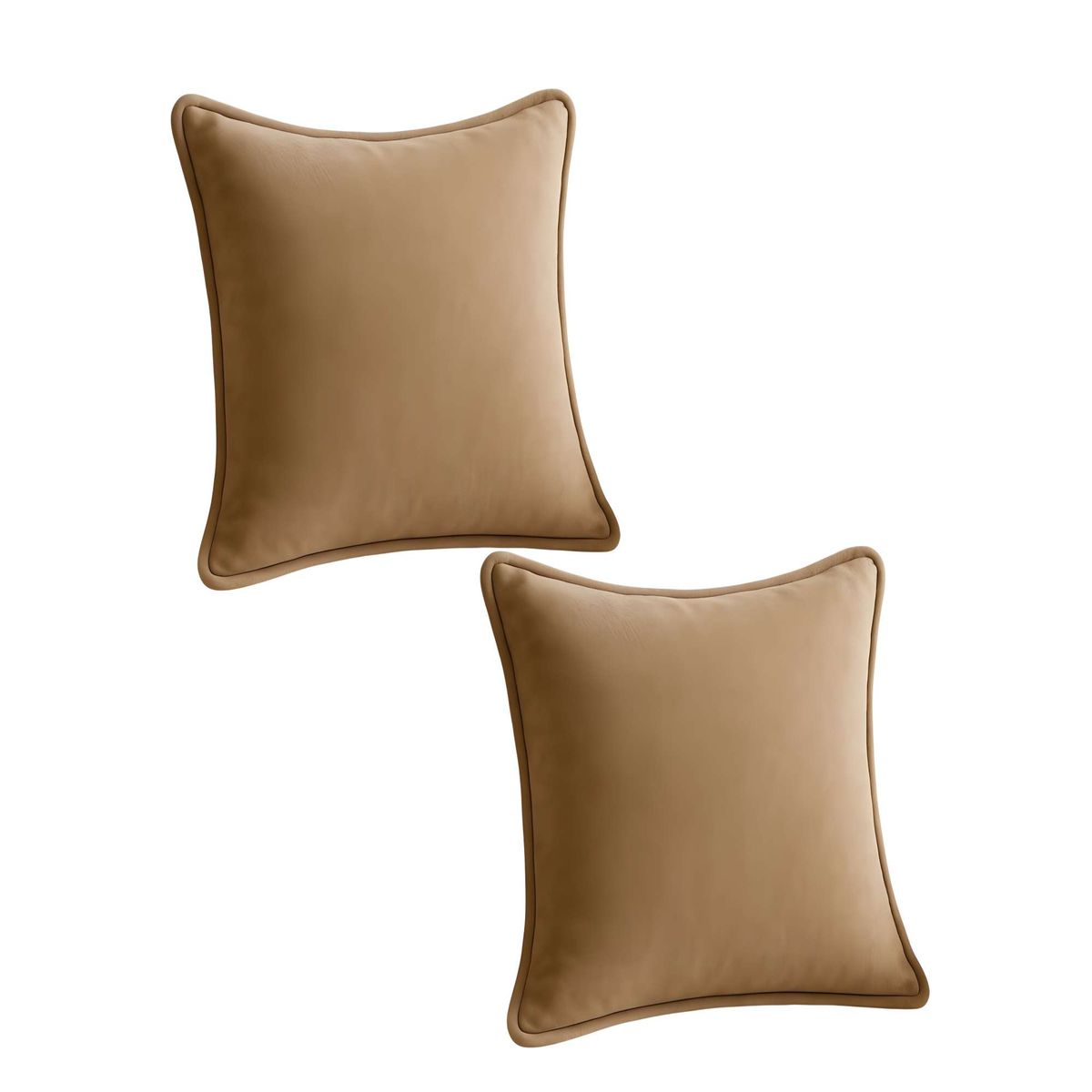 GENERICO - SET DE 2 FUNDAS DE COJIN LISA CON BORDE 45X45 MARRON