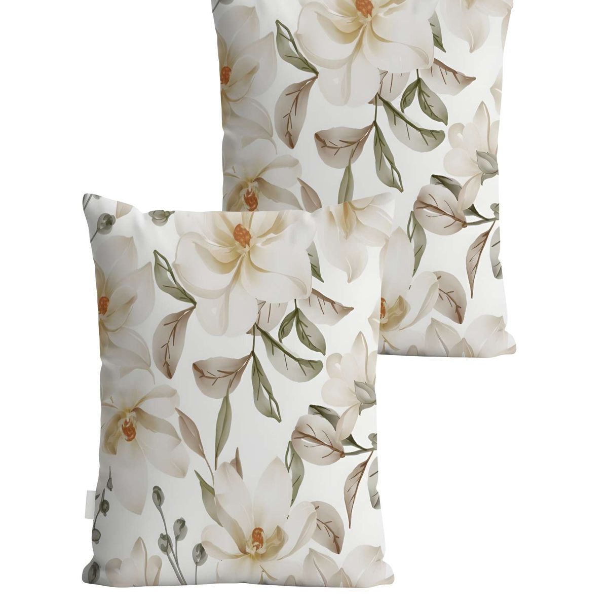 GENERICO - SET DE 2 FUNDAS DE COJIN FLOREADAS 45X45 BLANCO 02