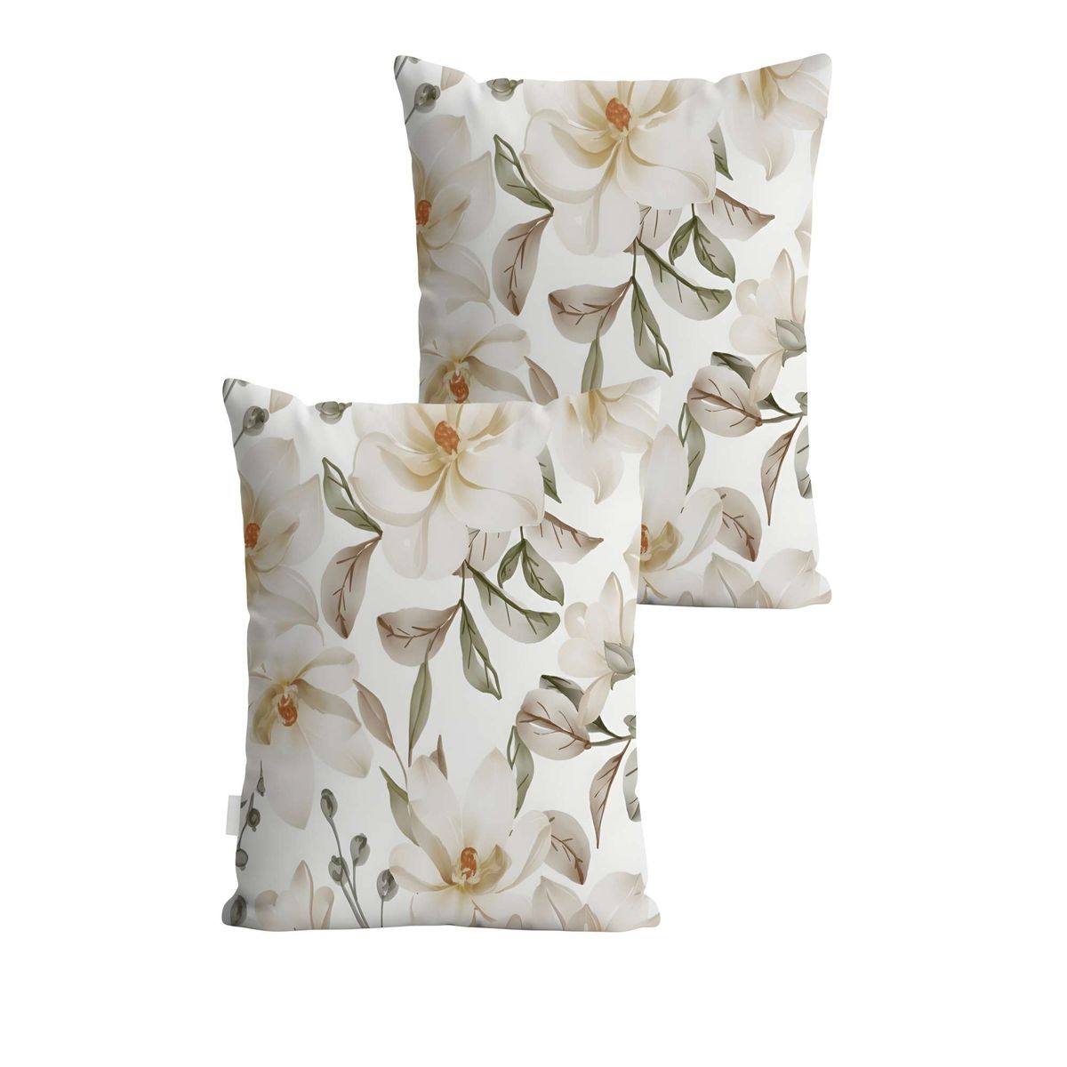 GENERICO - SET DE 2 FUNDAS DE COJIN FLOREADAS 45X45 BLANCO 02