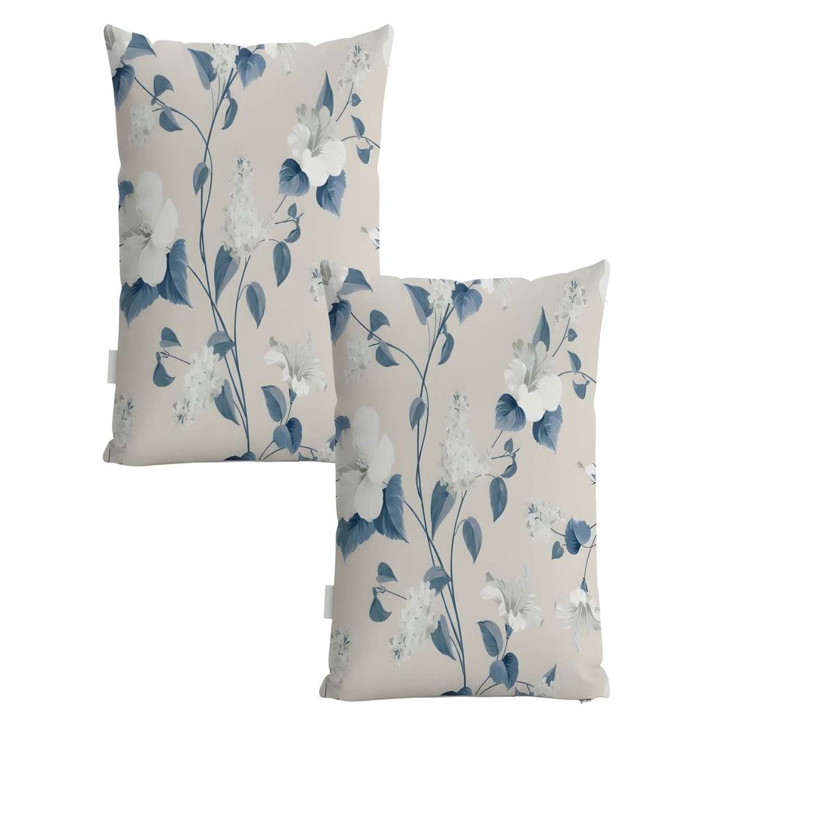 GENERICO - SET DE 2 FUNDAS DE COJIN FLOREADAS 45X45 BEIGE 02