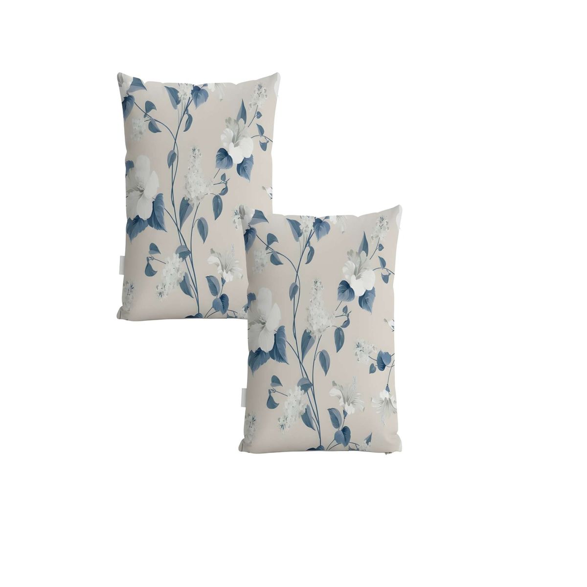 GENERICO - SET DE 2 FUNDAS DE COJIN FLOREADAS 45X45 BEIGE 02
