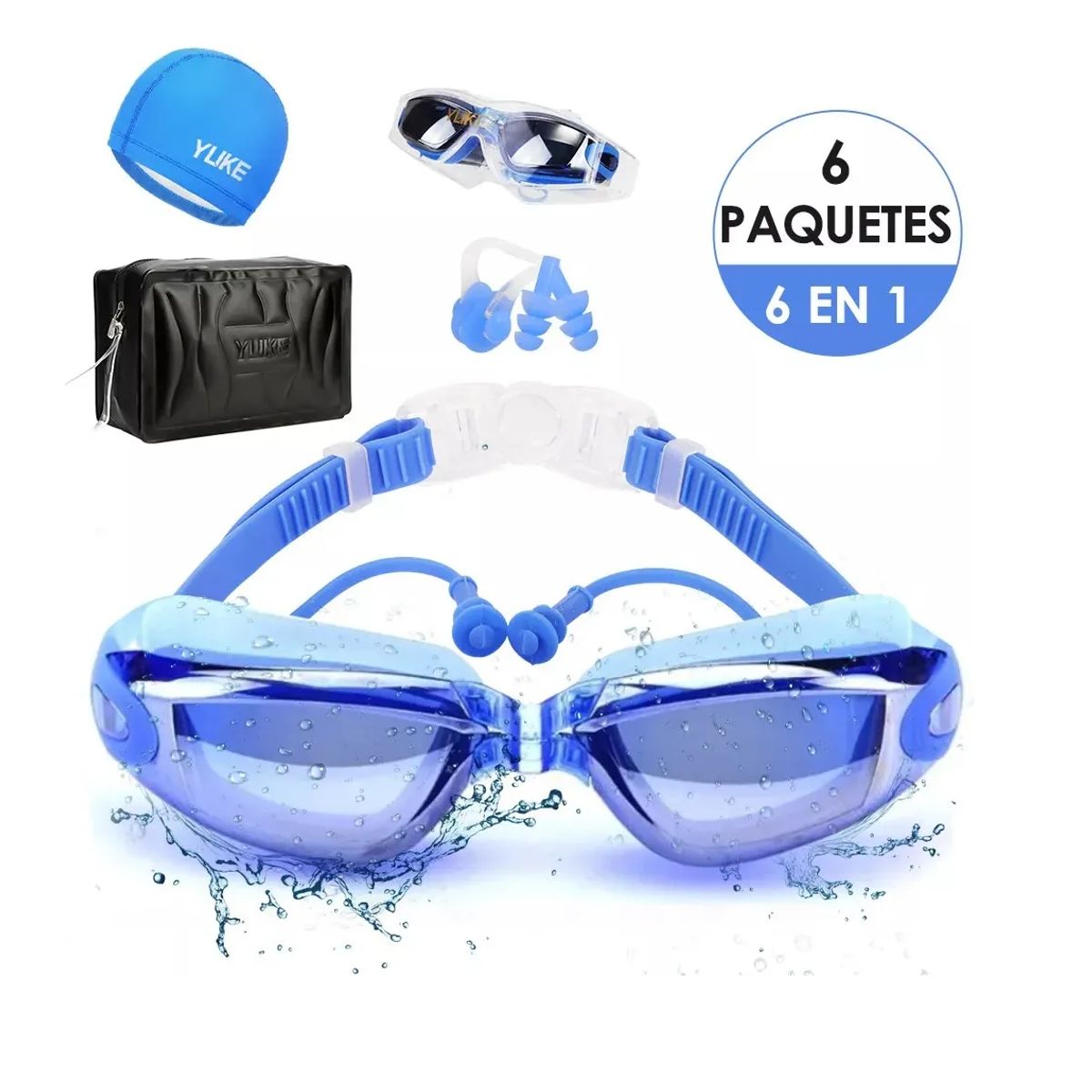 GENERICO - Gafas de Natación Hota Goggles Antivaho UV Azul Ajustable Universal