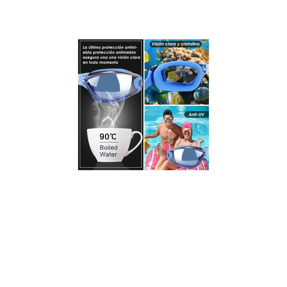 GENERICO - Gafas de Natación Hota Goggles Antivaho UV Azul Ajustable Universal