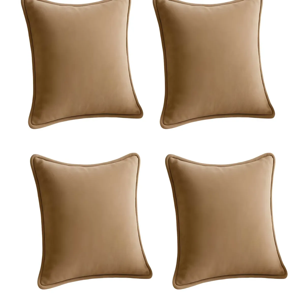 GENERICO - SET DE 4 FUNDAS DE COJIN LISA CON BORDE 45X45 MARRON