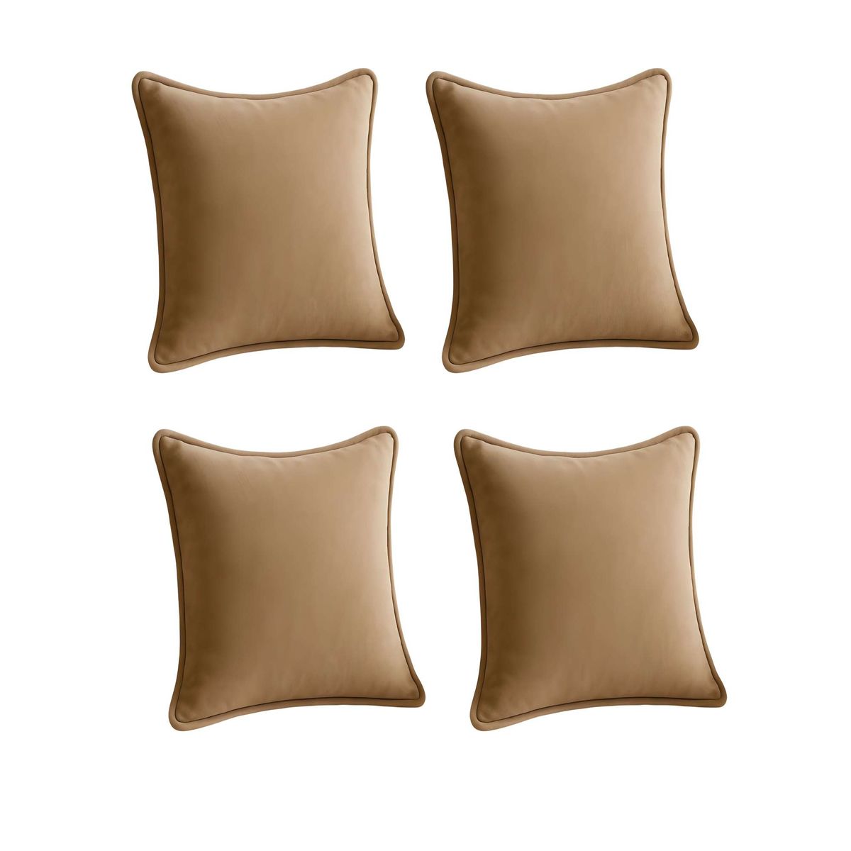 GENERICO - SET DE 4 FUNDAS DE COJIN LISA CON BORDE 45X45 MARRON