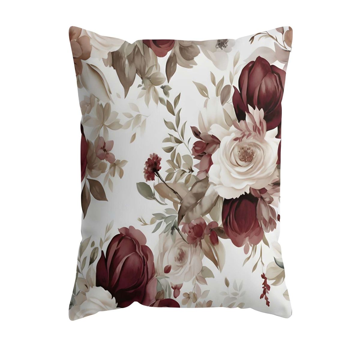 GENERICO - SET DE 4 FUNDAS DE COJIN FLOREADAS 45X45 BLANCO 01