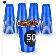 JAGIMA - Vaso Plastico Azul Desechable Fiesta 450 ml x 50 uds