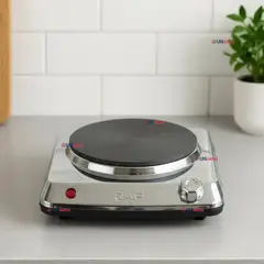 RAF - Cocina Cocinilla Eléctrica 1 Plato Acero Inoxidable Encimera 1000w Plateado