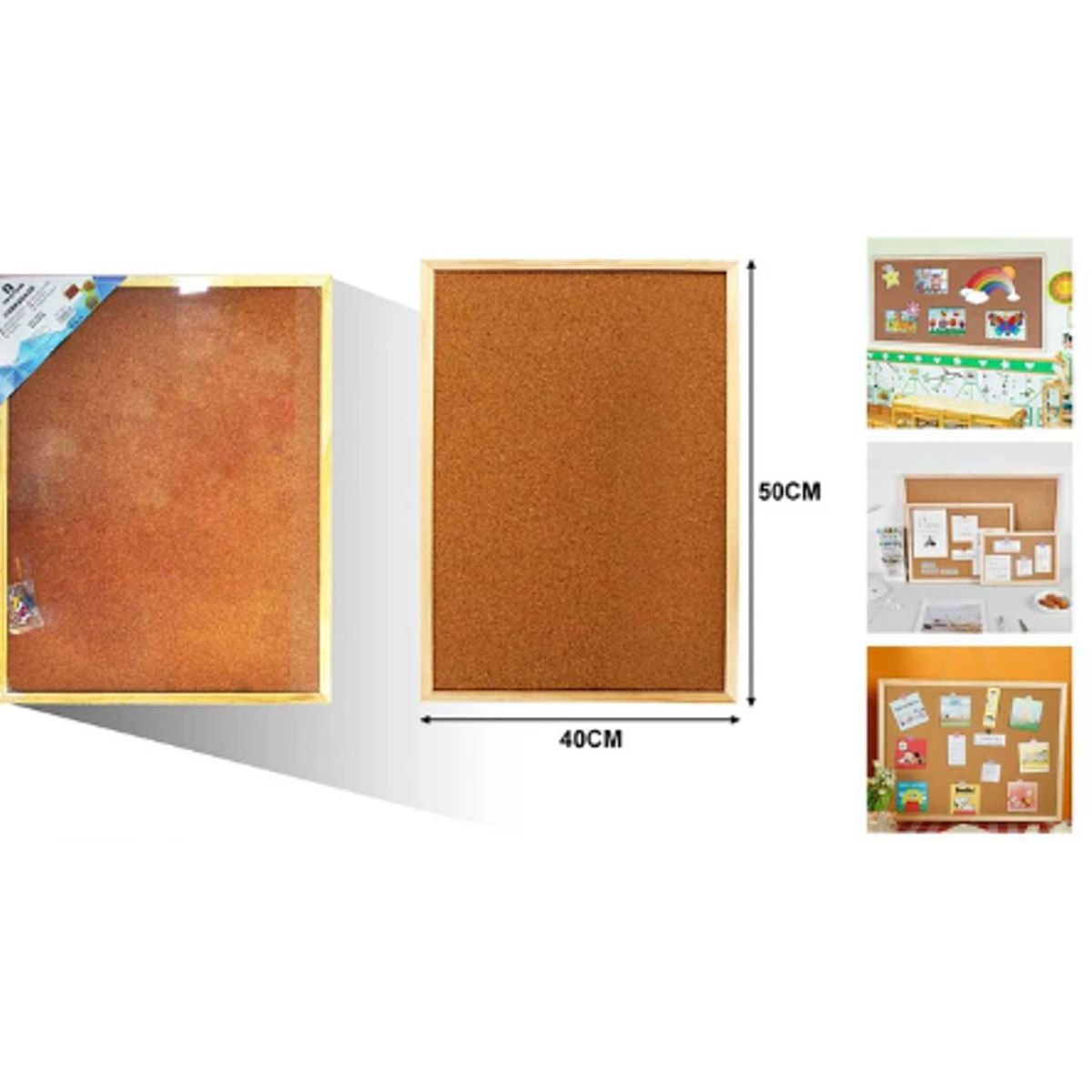 GENERICO - Tablero De Corcho Con Borde Madera 40X50 Cm Organizador