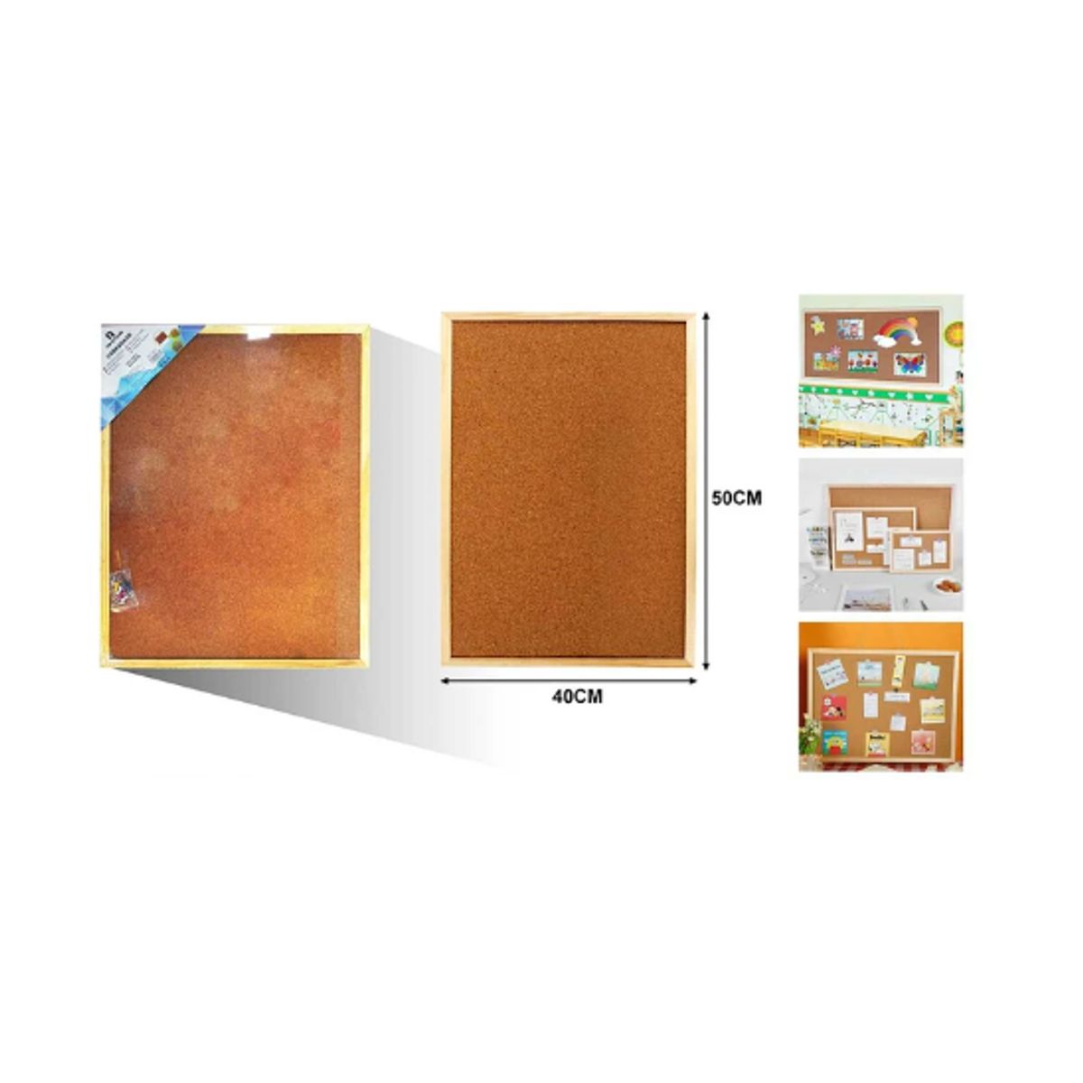 GENERICO - Tablero De Corcho Con Borde Madera 40X50 Cm Organizador