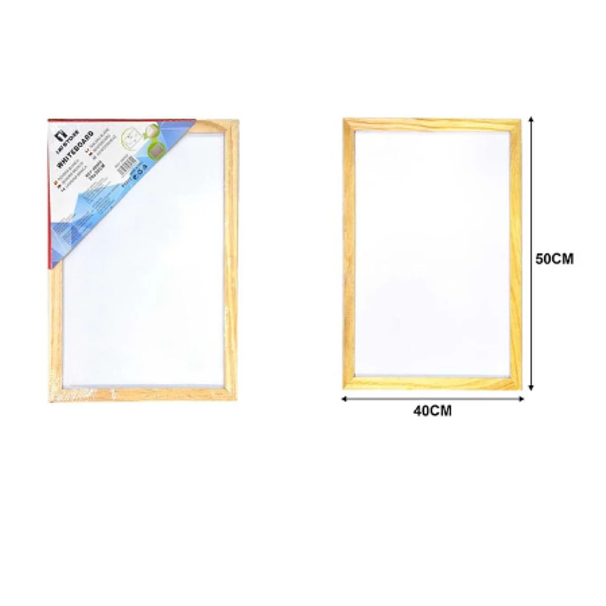 GENERICO - Pizarra Blanca Con Marco Madera Para Marcador 40X50 Cm
