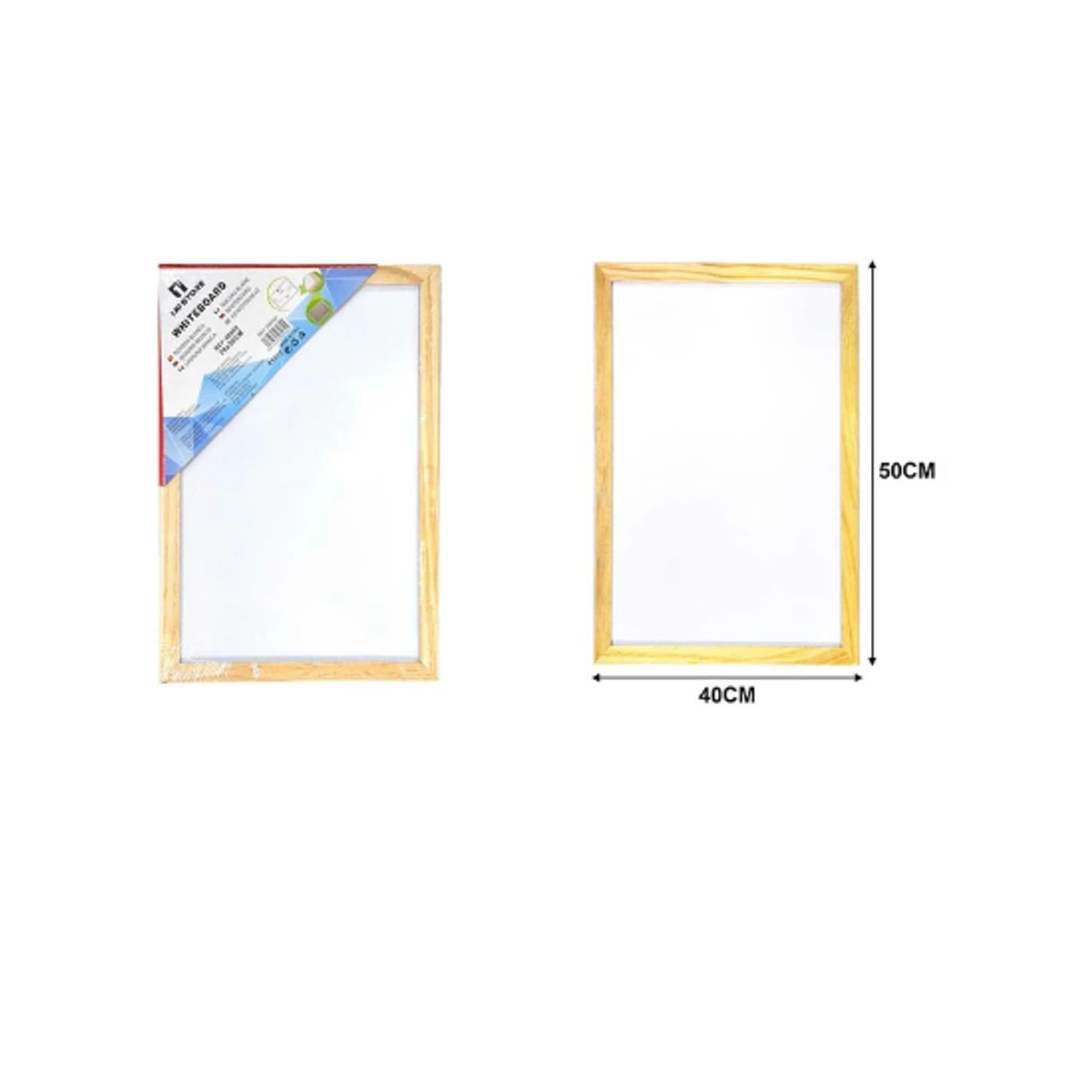 GENERICO - Pizarra Blanca Con Marco Madera Para Marcador 40X50 Cm