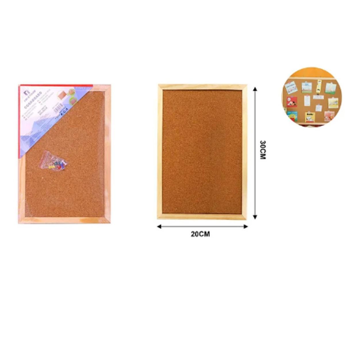 GENERICO - Tablero De Corcho Con Borde Madera 20X30 Cm Organizador